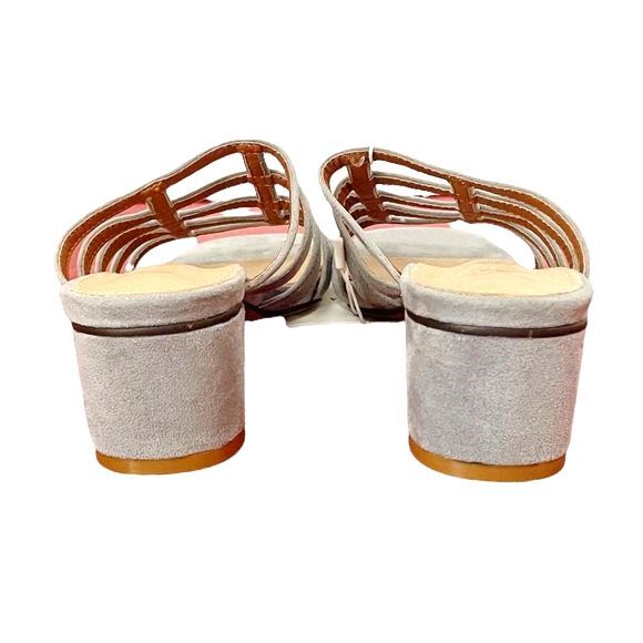 NWT Mi.iM Suede Mila Caged Block Heel Square Toe Sandals Ice Blue Suede Size 6 - Picture 10 of 13